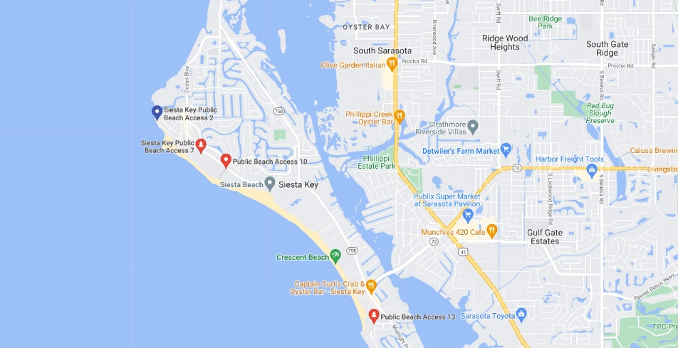 Siesta Key Public Beach Access Map