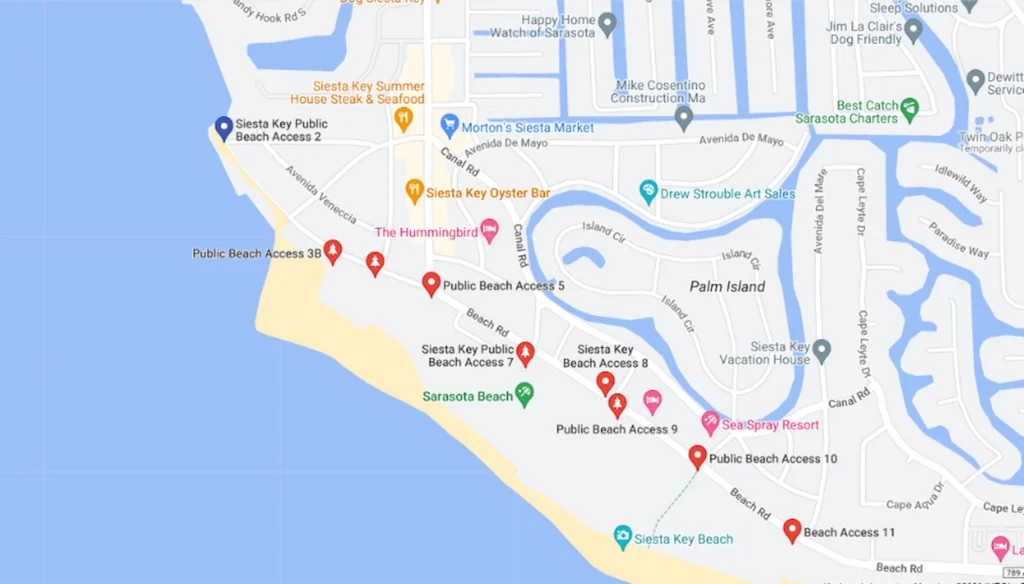 Siesta Key public beach access 2 Map